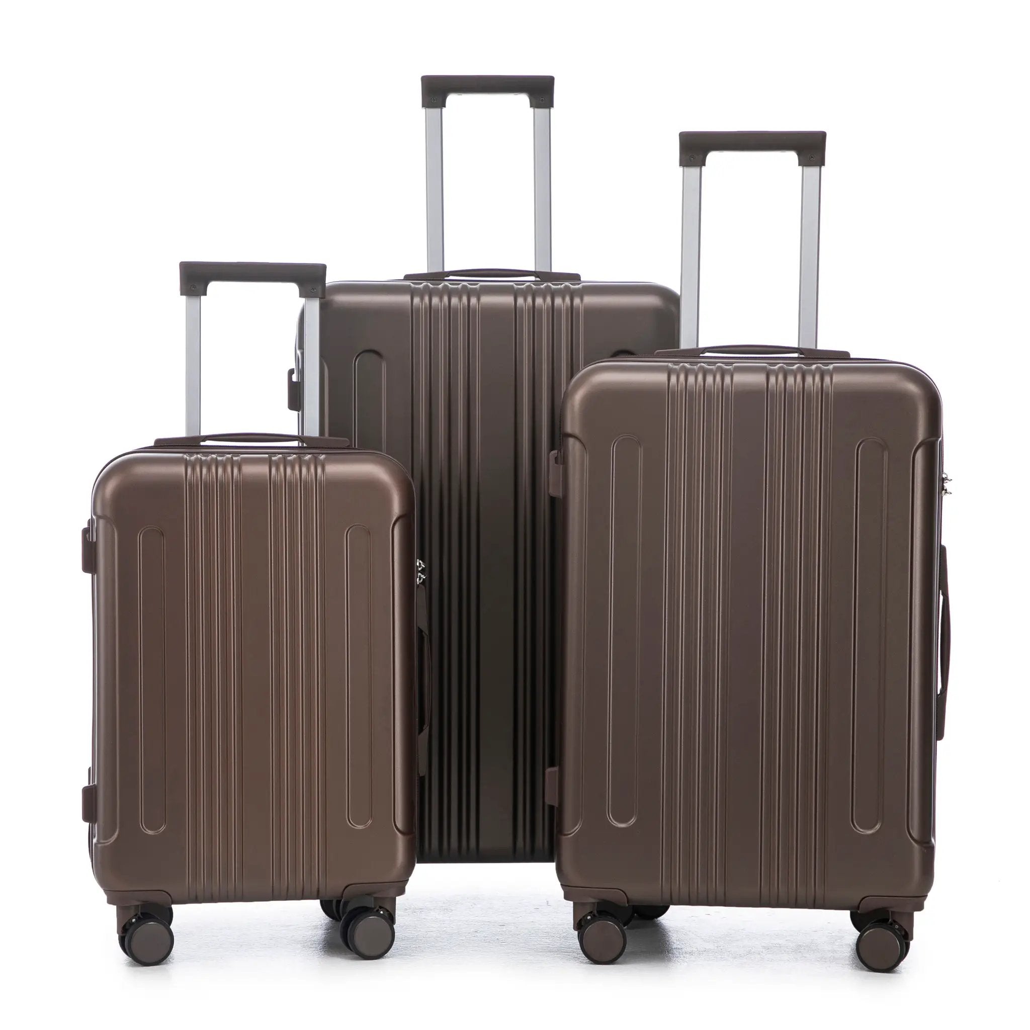 3 Piece ABS Spinner Wheel Luggage Set (Brown) by HouseOfZazla