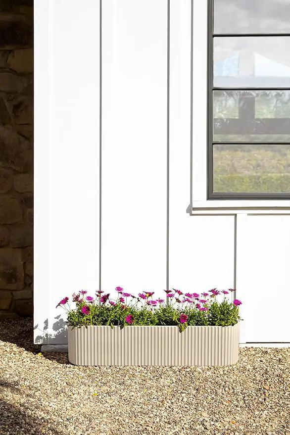 Veradek Demi Series Window Box Planter - Long Planter Box for Windowsill/Balcony | Durable Plastic-Stone Composite Material | Modern Décor for Flowers/Herbs by GreenHaven Gardens