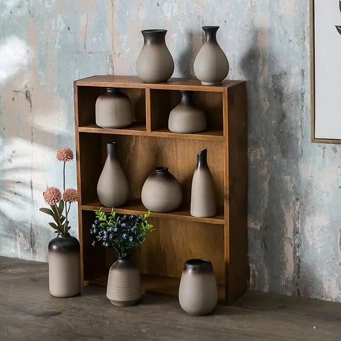 JOJUNO Rustic Bud Vase, Ceramic Small Vase Set of 11, Mini Vases for Fresh and Dried Flowers, Modern Farmhouse Home Decor, Pottery Vases for Living Room, Shelves, Centerpieces for Dining Table by GreenHaven Gardens