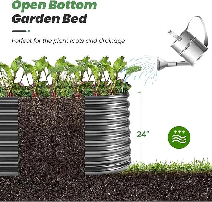 Land Guard Galvanized Planter Raised Beds, 6×3×2ft Galvanized Water Trough, Keyhole Raised Garden Bed Metal (Dark Gray) by GreenHaven Gardens