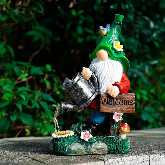 mopha Garden Gnomes Statues Outdoor Decor with Watering Can Solar Lights Resin Figurines Outside Decoration for Patio Yard Lawn Porch Ornaments Clearance Gardening Gift by GreenHaven Gardens