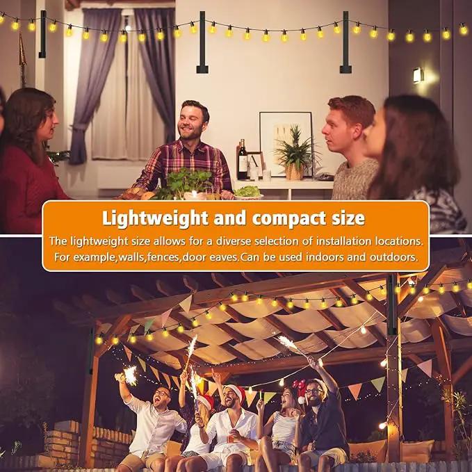 AILBTON 2.8FT 4 Pack Suspension Outdoor String Light Poles for Outside String Lights Hanging,with Clip and Holder,Light Post Mounting Stand for Patio Fence Wall Garden Backyard Deck by GreenHaven Gardens