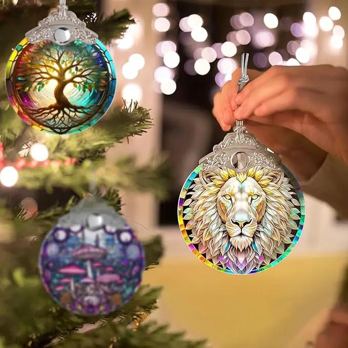 Stained Glass Suncatcher, Jocidea Lion Ornament, Christmas Ornaments, Holidays Ornaments, Christmas Tree Decor, Lion Decor for Home, Lion Gifts by GreenHaven Gardens