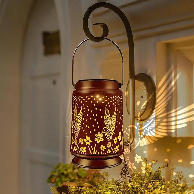 KY&BOSAM Solar Lanterns Outdoor Waterproof Hummingbird Garden Decor Birthday Gifts for Women Mom Grandma Hanging Solar Lights Outdoor Metal LED Lantern Outside for Yard Patio Backyard Porch Pathway by GreenHaven Gardens