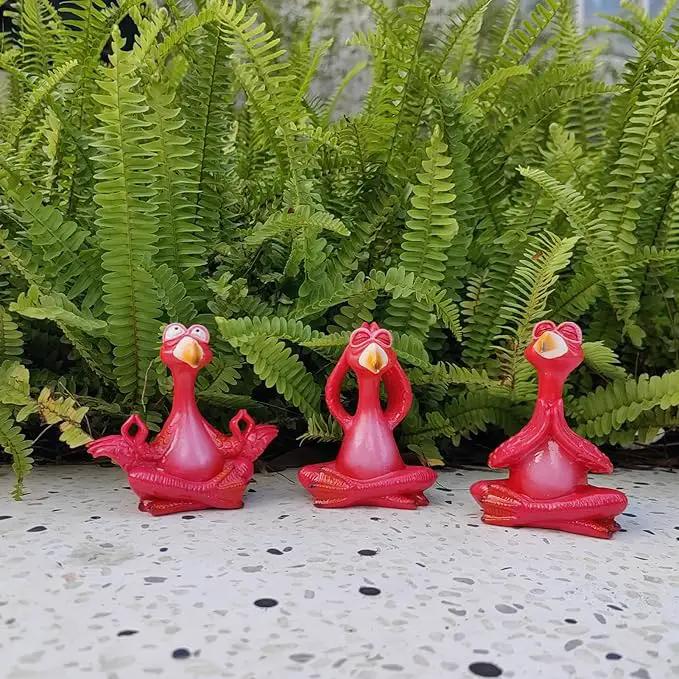 4-Inch Mini Yoga Flamingo Set – Resin Flamingo Statues for Home and Garden Decor – Fun Hawaii-Inspired Flamingo Gift for Women, Friends, and Family by GreenHaven Gardens