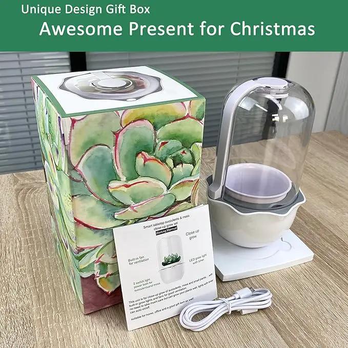 Smart Venus Fly Trap Terrarium Pot with Timer&Fan,Succulent Planter with Grow Light,Indoor Plant Pots Terrarium with Drainage Hole for Carnivorous Plants,Sundew Moss,Cactus(No Plant) by GreenHaven Gardens