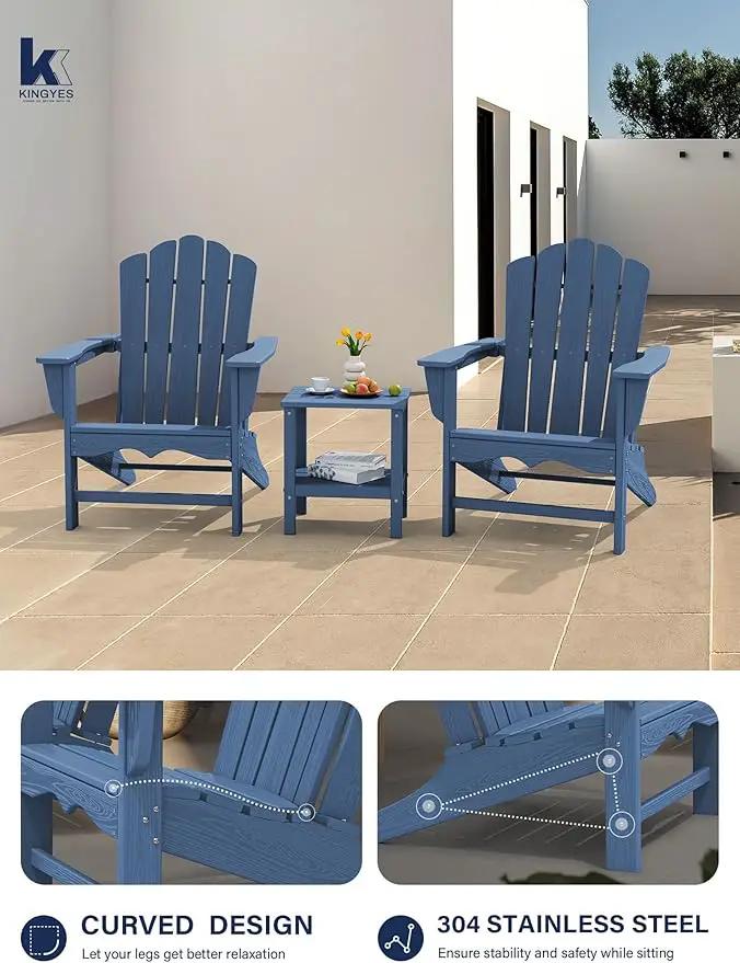 KINGYES HDPE Adirondack Chair, Classic All-Weather Adirondack Chairs Set of 6, Outdoor Patio Adirondack Chair for Deck Lawn fire Pit, Navy by GreenHaven Gardens