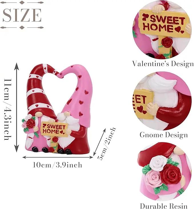 TERESA'S COLLECTIONS Garden Gnomes Outdoor Decor, Resin Heart-Shaped Pink Cute Gnome Couple Decorations for Home, Garden Decor Love Gifts for Women, 4.3" by GreenHaven Gardens