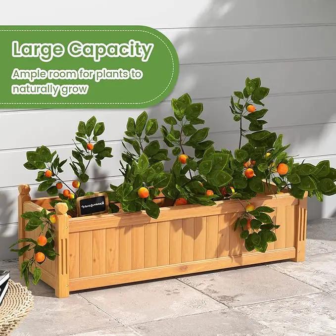 HAPPYGRILL Raised Garden Bed, Elevated Planter Box with Drainage Holes, Outdoor Wood Planter Container for Vegetables Flowers & Herbs, Planter Raised Beds for Garden, Patio, Balcony by GreenHaven Gardens