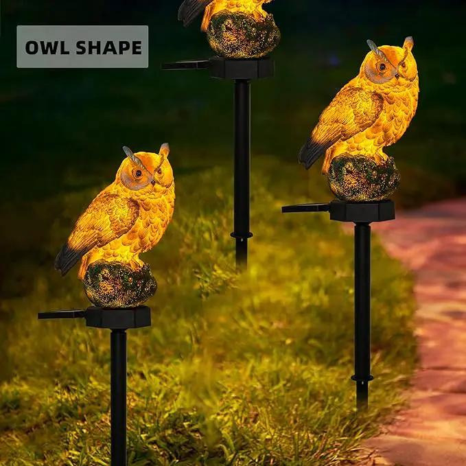 Dazzle Bright Owl Figure Solar LED Lights, Resin Garden Waterproof Decorations with Stake for Outdoor Yard Pathway Outside Patio Lawn Decor to Scare Birds Away, Brown (2 Pack) by GreenHaven Gardens