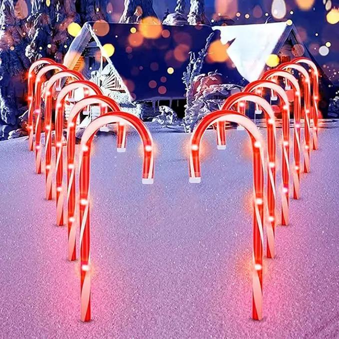 Christmas Candy Cane Pathway Makers Lights, 10 inch Set of 10 Candy Canes Lights Outdoor, Candy Cane Lights Christmas Decorations Outdoor by GreenHaven Gardens