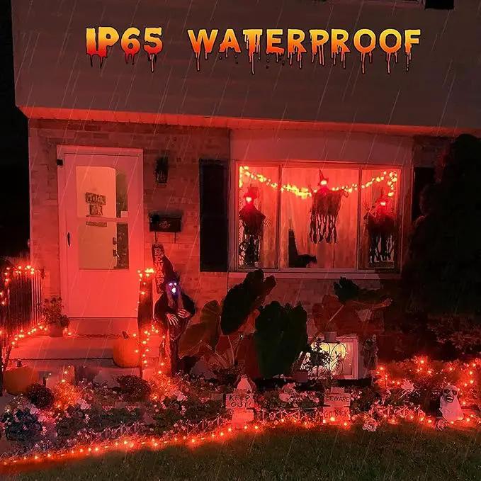 YEGUO 4 Pack Orange Solar Halloween Lights Outdoor Waterproof, Each 33ft 100 LED Solar Fairy Lights, 8 Modes Solar String Lights by GreenHaven Gardens