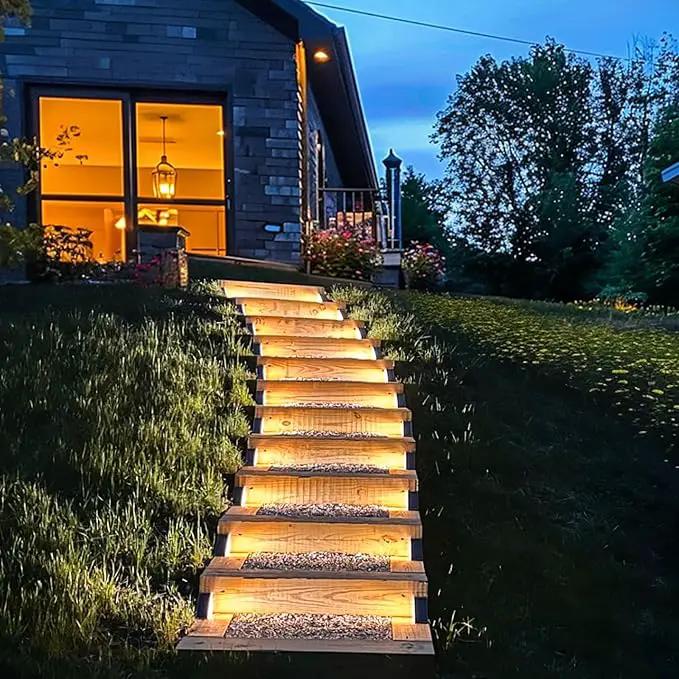 Solar Step Lights - 6 Pack Waterproof IP67, Deck & Patio Staircase Lights (Warm Brown) by GreenHaven Gardens