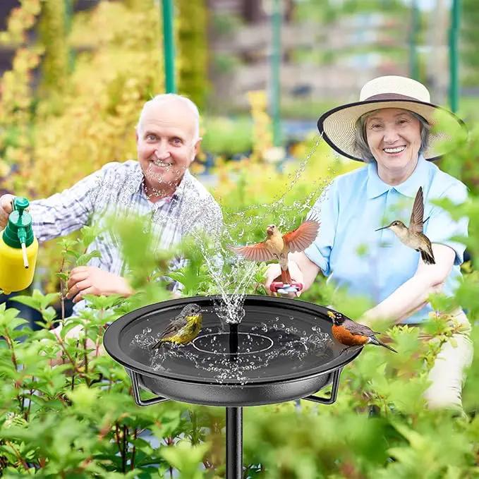 Metal Bird Bath for Outside Garden Birdbath Bowl, 36.2" Height Freestanding Bird Feeders for Outdoors with 4 Prongs Base Stake, Standing Birdfeeders for Yard Lawn Decor (Black) by GreenHaven Gardens