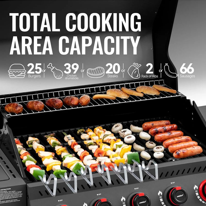 Royal Gourmet GA5407H 5 Burner Propane Gas Grill with Foldable Right-Side Table & Warming Rack, Cabinet Style Gas BBQ Grill for Barbecue Grilling & Backyard Cooking, Black by GreenHaven Gardens