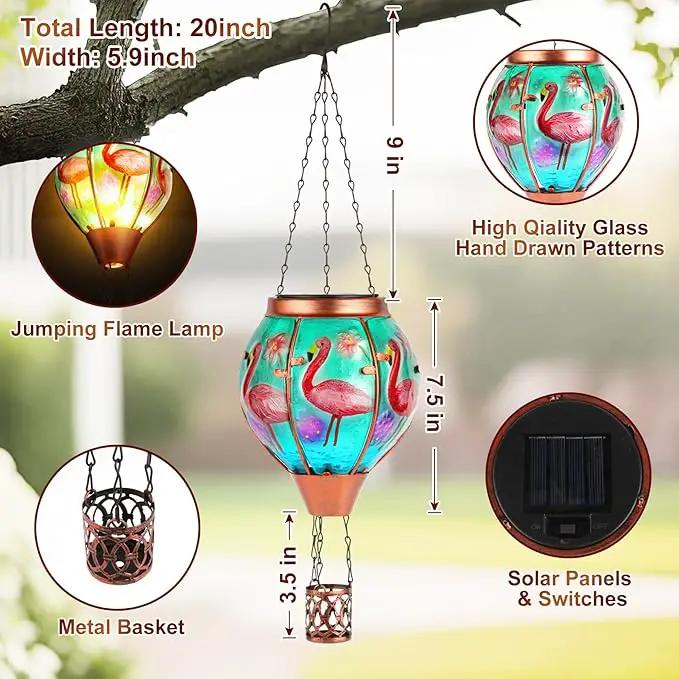 Flamingo Solar Hot Air Balloon Lantern,Outdoor Decor with Flame Lights Waterproof, Hanging for Garden Yard Lawn Patio, Unique Gifts for Women Mom Grandma Gardener for Mother'Day Christmas by GreenHaven Gardens