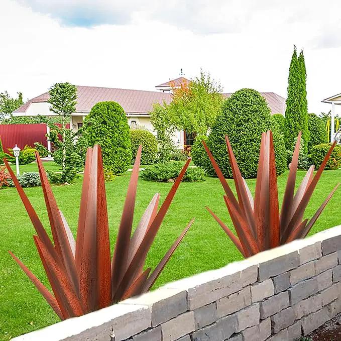 Enlarge Metal Plants Tequila Rustic Sculpture, Outdoor Patio Yard, Home Decor Hand Painted Agave Garden Statue, Outdoor Lawn Ornaments Yard Stakes for Mom Gift (1 Large coppery) by GreenHaven Gardens