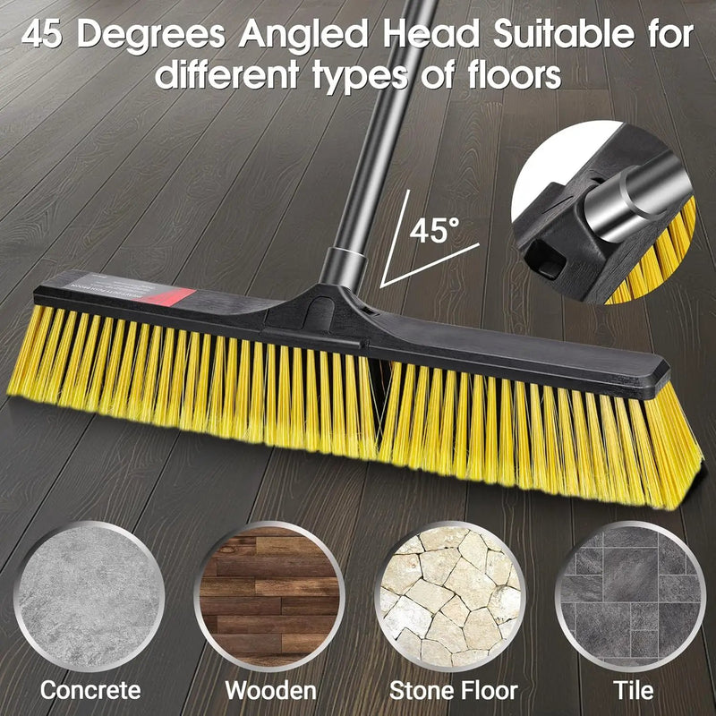 24" Push Broom Outdoor Heavy Duty,Masthome Industrial Brooms with 55" Long Handle and Stiff Bristles,Outdoor Broom Heavy Duty,Commercial for Garage Yard Patio Warehouse Concrete Floor Cleaning by GreenHaven Gardens