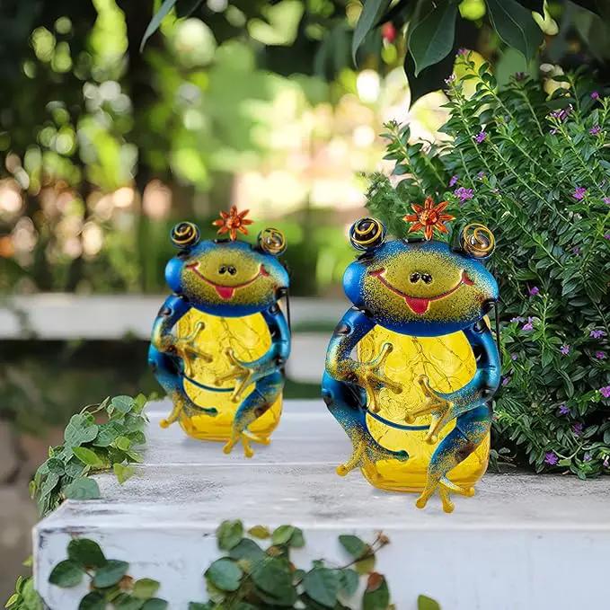 2 Pack Frog Solar Lantern,Jar Solar Lanterns Outdoor Waterproof Frog Hanging Solar Lantern,Outdoor Solar Lanterns with String Light for Garden Table Decor by GreenHaven Gardens