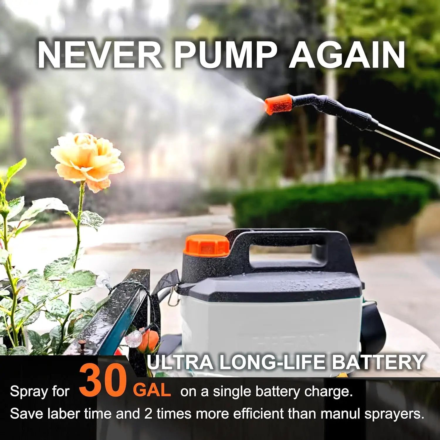 ES4-PRO Electric Sprayer 1 Gallon Built-in 4000mAh,Rechargeable Battery Powered Sprayer with Telescopic Wand,Plant Mister,Kitchen Cleaning,Indoor Watering Can for Plants (White) by GreenHaven Gardens