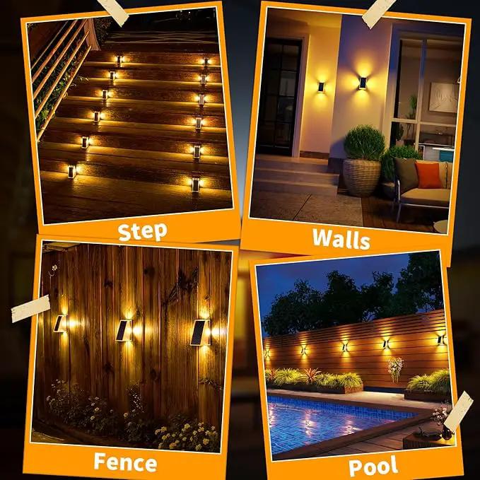 KINKAI Outdoor Solar Lights - 6 Pack Fence Lights Solar Deck Light Outdoor Wall Light with 11 Lighting Modes for Outside Garden Stairs Pool (Warm Light) by GreenHaven Gardens