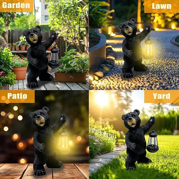 Solar Lantern Garden Statues Decor, Outdoor Bear Figurine Lights for Yard Patio Decoration - Unique Christmas Housewarming Gift for Grandma Wowen Mom by GreenHaven Gardens