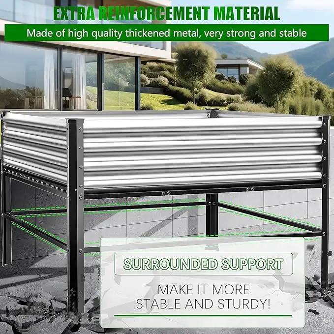 Doniks Raised Garden Bed with Legs, 48×48×32in Large Outdoor Metal Galvanized Garden Planting Box,1000lb Capacity for Vegetables Lawn Green Flowers, Fruits, Terrace by GreenHaven Gardens
