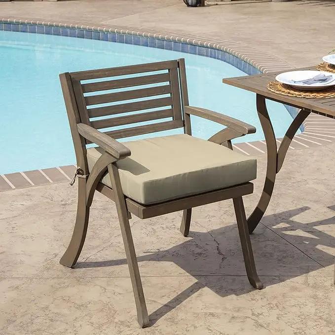 Arden Selections Outdoor Seat Cushion, 19 x 19, Rain-Proof, Fade Resistant 19 x 19, Tan Leala (Pack of 4) by GreenHaven Gardens