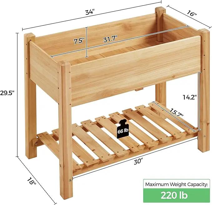 Yaheetech 34x18x30in Horticulture Raised Garden Bed Planter Box with Legs & Storage Shelf Wooden Elevated Vegetable Growing Bed for Flowers, Plants, Backyard, Patio, Balcony, Light Brown by GreenHaven Gardens
