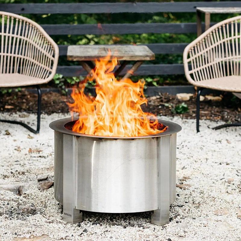 Breeo Smokeless Fire Pit (X Series 19, Stainless Steel) | 22.1 inch Smokeless Firepit for Outside | 47 Pounds | Ideal for Families Compatible with Wide Range of Breeo Accessories by GreenHaven Gardens