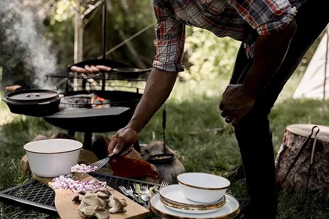 Barebones Flatware Silverware Set - Formal Polished Camping Utensils - Stainless Steel Cutlery Set of 6 - Camping Utensil Set with Forks, Knives, and Spoons (Silver) by GreenHaven Gardens