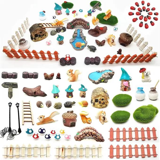 HYG Miniature Fairy Garden Accessories, Figurines, Landscape Set, Potted Horticulture Ornaments for Decoration by GreenHaven Gardens