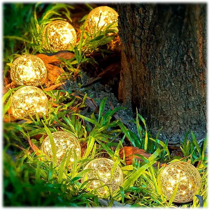 Honoson 3.9 Inch Solar Globe Lights Outdoor Waterproof, Solar Balls for Garden Cracked Glass Ball, Ground Landscape Garden Decor for Patio and Yard Lawn Backyard (12 Pieces) by GreenHaven Gardens