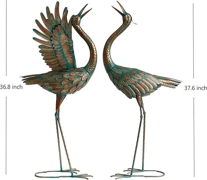 chisheen Crane Garden Statues Outdoor Metal Heron Yard Art Crane for Garden Sculptures Patio Lawn Ornaments,Set of 2 by GreenHaven Gardens