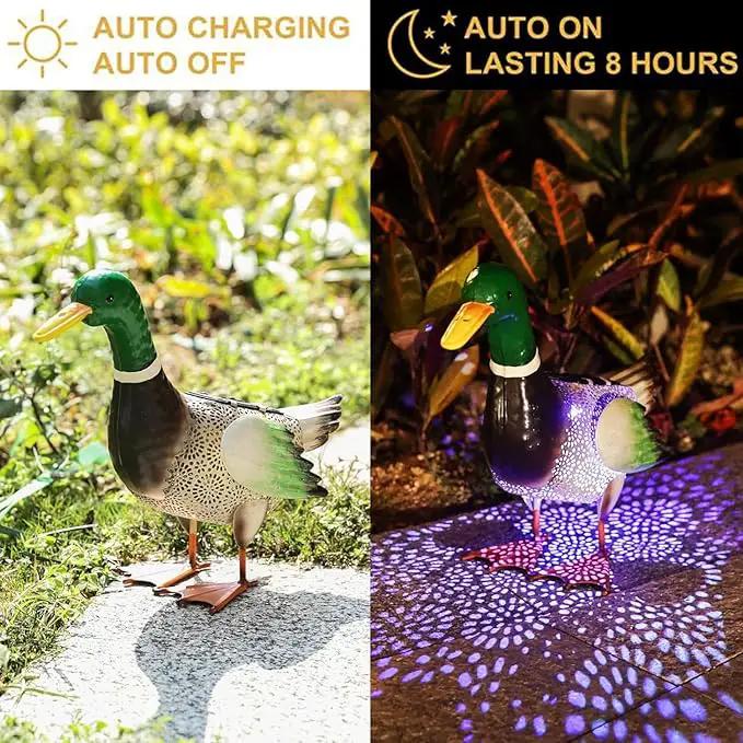 Metal Outdoor Duck,with Solar Light Duck Ornament, Metal Mallard Sculptures, for Backyard Patio Decor and Garden Lawn Decor, Mother's Day and Father's Day Gifts9.8H (Mallard) by GreenHaven Gardens