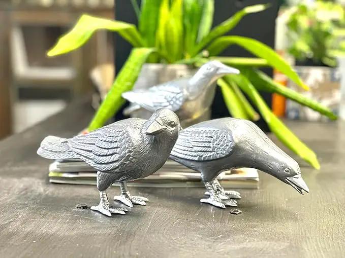 NACH Cast Iron Crow Statue, Head to Side Raven, Large Garden Statues, Crow Garden Sculpture, Bird Figurines Home Decor, Raven Decor, Antique Metal Bird Statue, 4 x 11 x 6.5 inches, JS-90-7115AM by GreenHaven Gardens