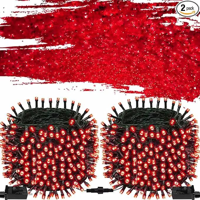 OZS Upgraded 2Pack 164ft 400 LED Christmas String Lights Outdoor Indoor, Extendable Fairy String Lights, Waterproof 8 Modes Green Wire Tree Lights for Holiday Party Christmas Decorations (Red) by GreenHaven Gardens