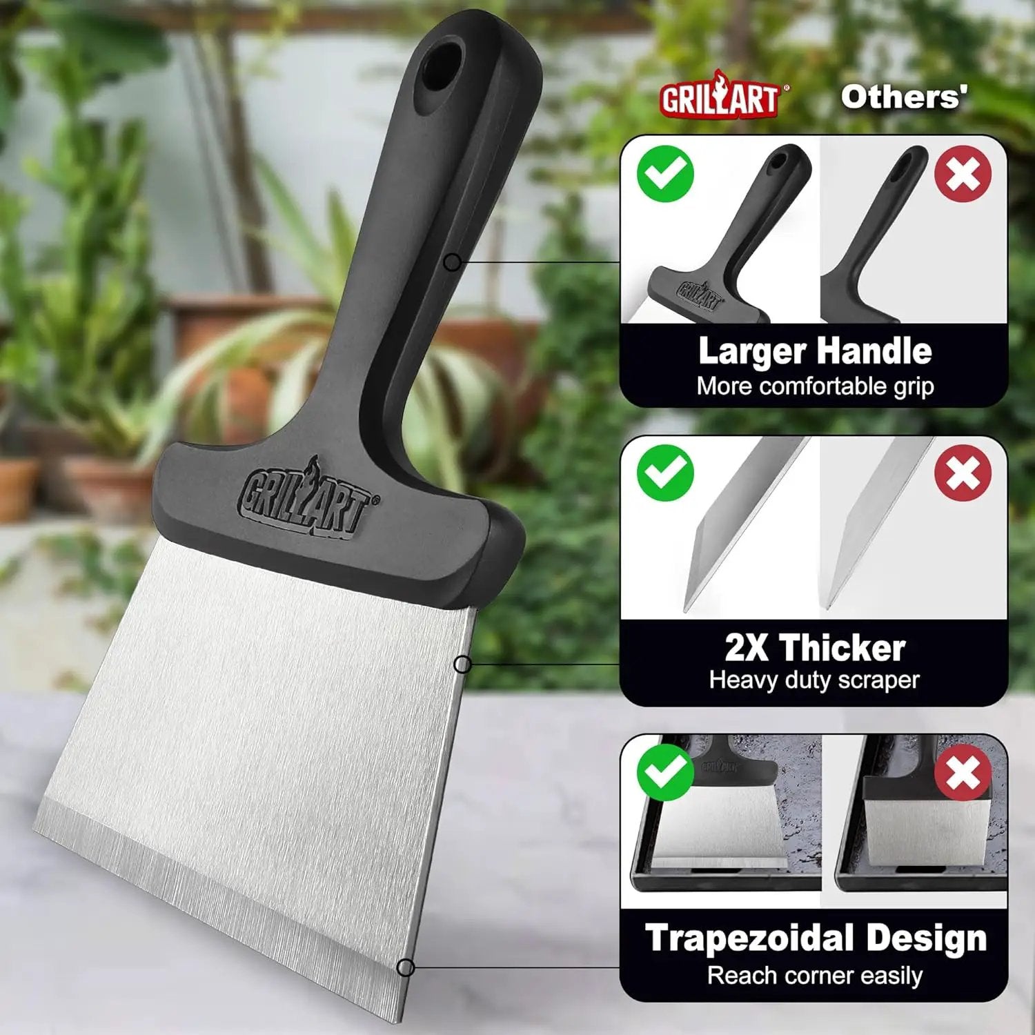 GRILLART Grill Scraper Griddle Cleaning Kit for Blackstone, Flat Top Grill Cleaning Kit (Griddle Scraper Only) by GreenHaven Gardens