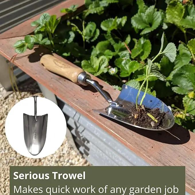 Classic 3-Piece Garden Tool Set - Durable Stainless Steel with Wood Handles. Trowel, Rake & Transplanter for Easy Digging, Weeding & Planting - by Truly Garden by GreenHaven Gardens