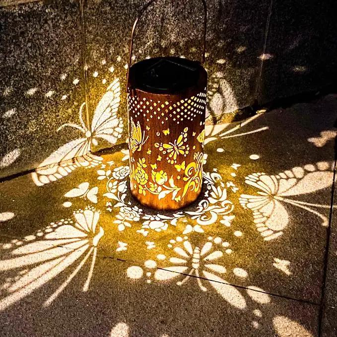 Butterfly Solar Lanterns Outdoor Hanging, Hollowed-Out Metal Waterproof LED Garden Decor Light for Patio Yard Pathway Lawn Front Porch, Christmas Thanksgiving Birthday Gifts for Women Mom Grandma by GreenHaven Gardens