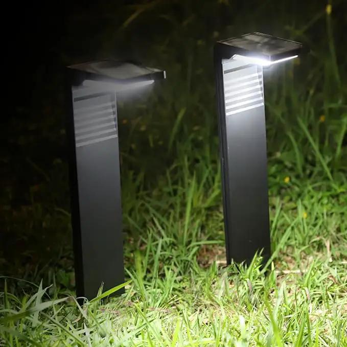 Techko Outdoor Solar L-Shaped Path Lights (2-Pack), Modern Minimal Design, Waterproof IP65, Garden Lights for Landscape, Yard, Walkway, Pathway,Matte Black by GreenHaven Gardens