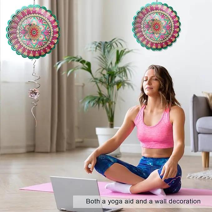 Wind Spinner Mandala Manjusaka Laser Cut Stainless Steel Wind Spinners for Yard and Garden Decoration 3D Kinetic Metal Art Ornament Hanging Wind Sculptures Outdoor Decor Creative Gifts Ideas by GreenHaven Gardens