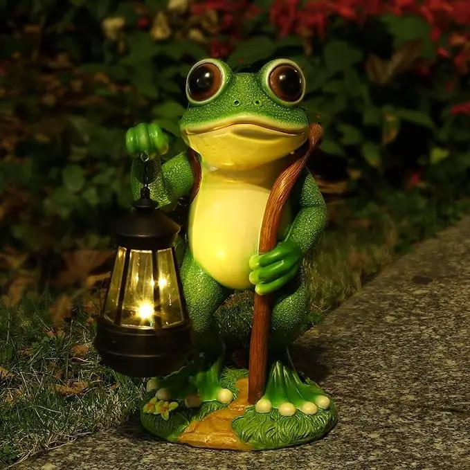 Garden Statue Frog Outdoor Decor, Solar Patio Resin Garden Decor for Outside Yard Decorations Gift for Women, Mom, Grandma by GreenHaven Gardens