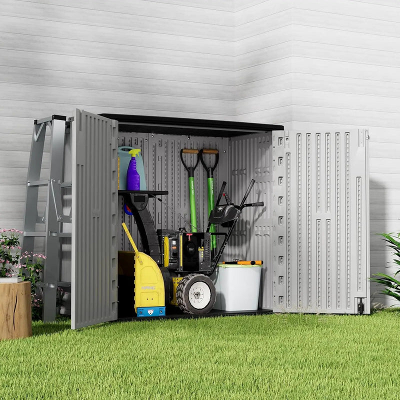 HOMSPARK 37 Cu.Ft Outdoor Storage Shed Weather Resistant, Multi Functional | Double-Wall Resin Storage Sheds & Outdoor Storage Box Waterproof for Backyard Garden Patio Lawn (Light-Grey) by GreenHaven Gardens
