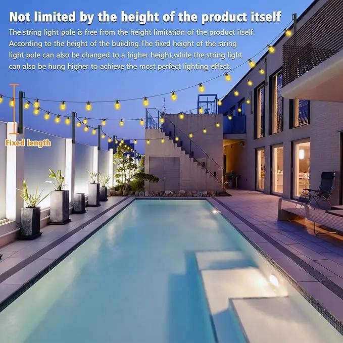 AILBTON 2.8FT 4 Pack Suspension Outdoor String Light Poles for Outside String Lights Hanging,with Clip and Holder,Light Post Mounting Stand for Patio Fence Wall Garden Backyard Deck by GreenHaven Gardens