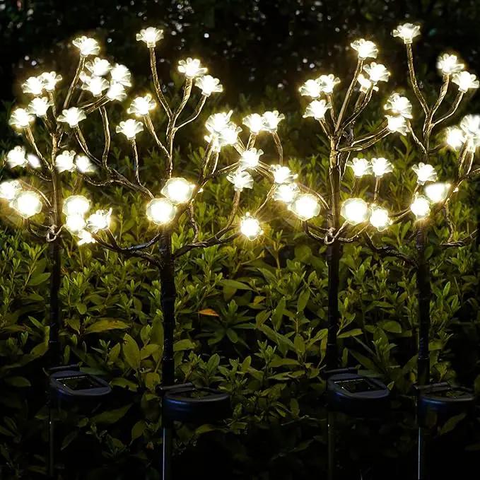 Solar Garden Lights Decorative, Solar Outdoor Lights Waterproof 4Pack,80Led Rose Solar Flower Lights Garden Decor, Solar Lights for Outside Yard,Lawn,Garden Decorations Gardening Gifts by GreenHaven Gardens