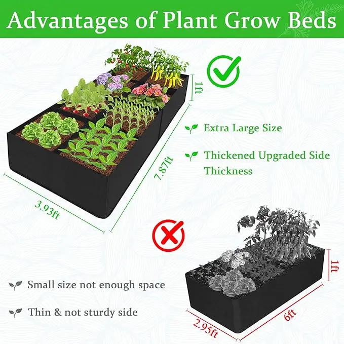 POILKMNI Fabric Raised Garden Bed, 232 Gallon 8 Grids Plant Grow Bags 8x4x1ft Large Garden Grow Bed Bags for Growing Herbs, Flowers and Vegetables by GreenHaven Gardens