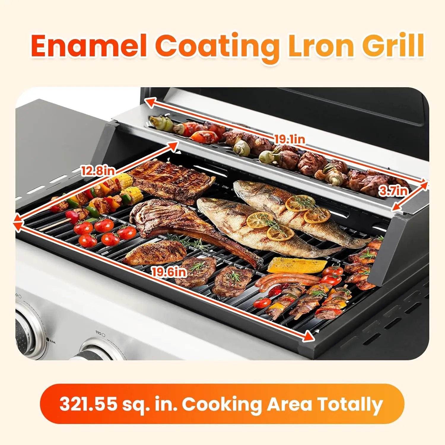3-Burner Propane Gas BBQ Grill with Porcelain-Enameled Cast Iron Grates and 2 Foldable Side Table, 25,650 BTU Stainless Steel Grill for Outdoor Camping Barbecue Grilling Backyard Cooking - Silver by GreenHaven Gardens