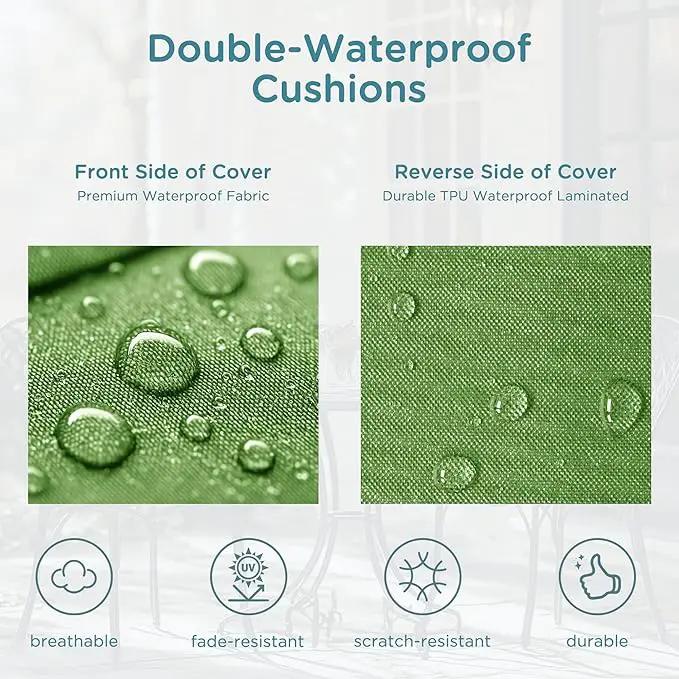 Codi Outdoor Seat Cushions for Patio Furniture 22x22 Inch, Waterproof Chair Cushion with Handles & Adjustable Straps, Fade Resistant - Set of 2, Green by GreenHaven Gardens