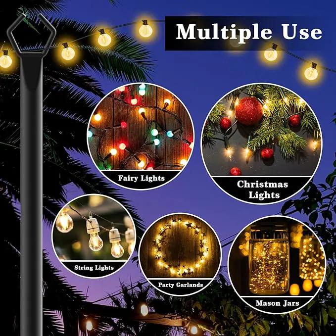 Aulimhti 10Ft Metal Poles with Fork for Outdoor String Lights,2 Pack Light Stand for Outside Garden,Patio,Wedding,Backyard,Deck,Party by GreenHaven Gardens